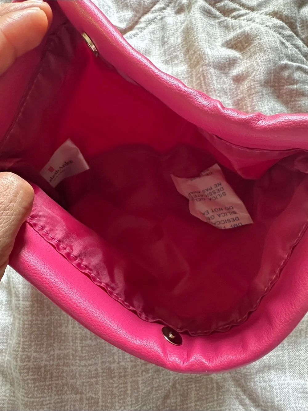 Elizabeth Arden Bright Pink Cosmetic Pouch with Gold Logo